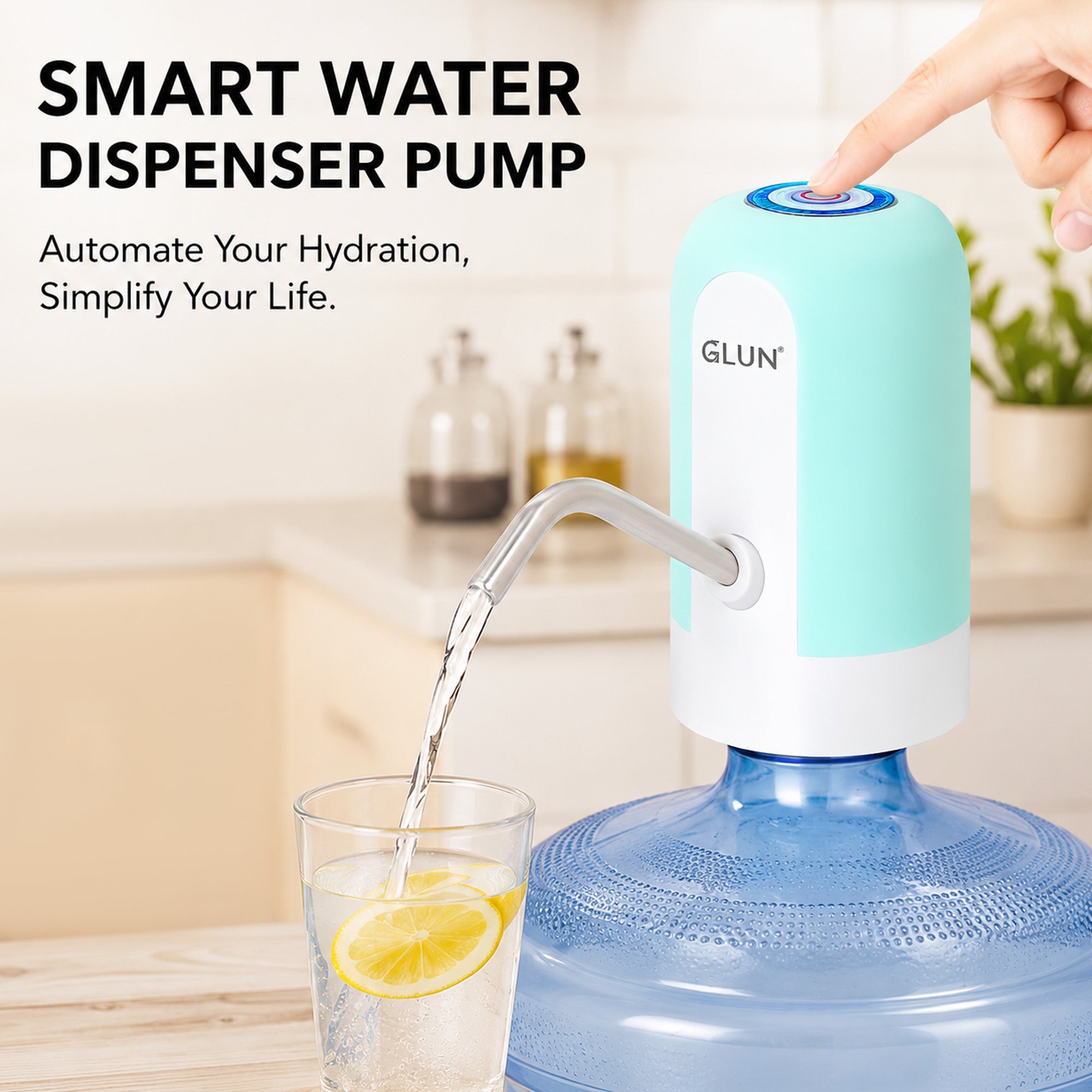 Rechargeable Water Dispenser Pump, Automatic Water Bottle Pump with Type-C USB Charging, Portable Electric Drinking Water Dispenser for 5 to 20 Litre Bottles