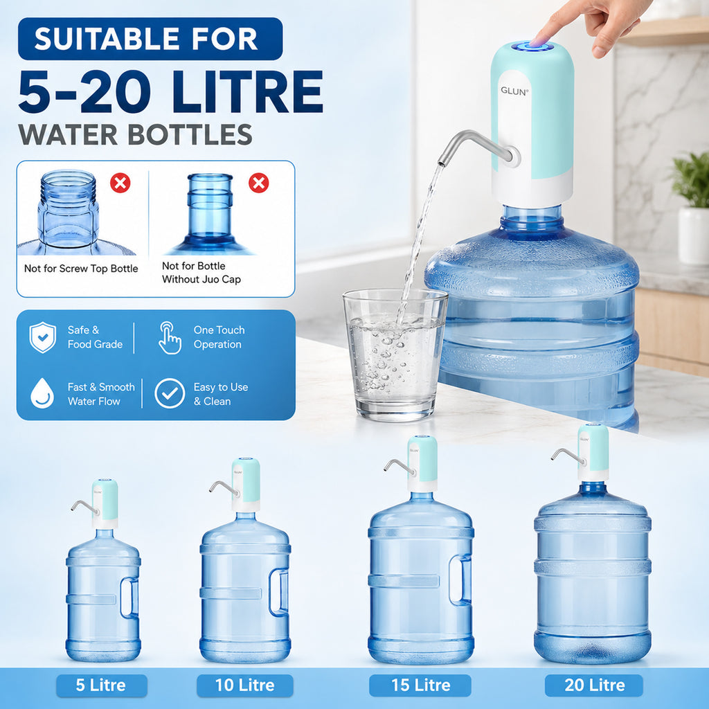 Rechargeable Water Dispenser Pump, Automatic Water Bottle Pump with Type-C USB Charging, Portable Electric Drinking Water Dispenser for 5 to 20 Litre Bottles