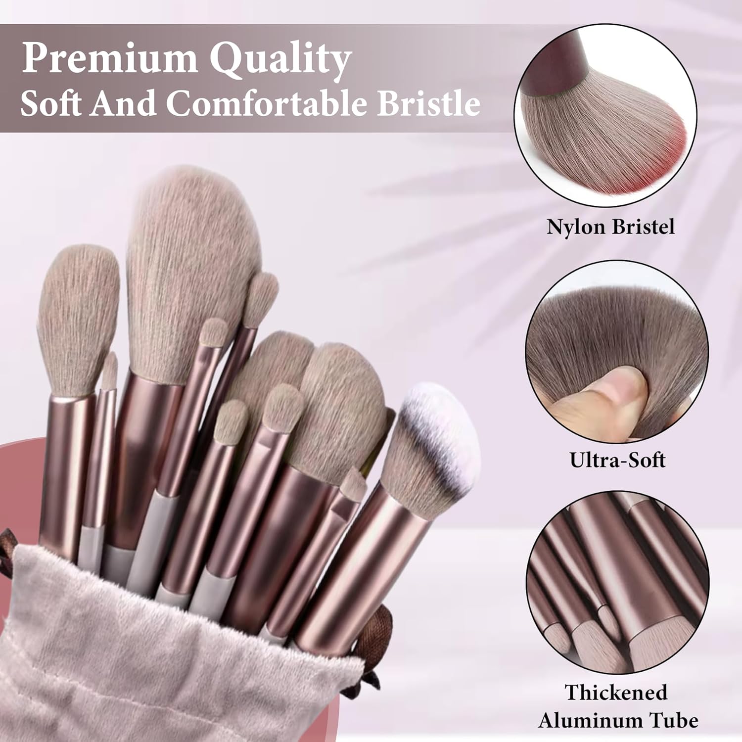 Professional Makeup 13 Brush Set – With Cloth Bag