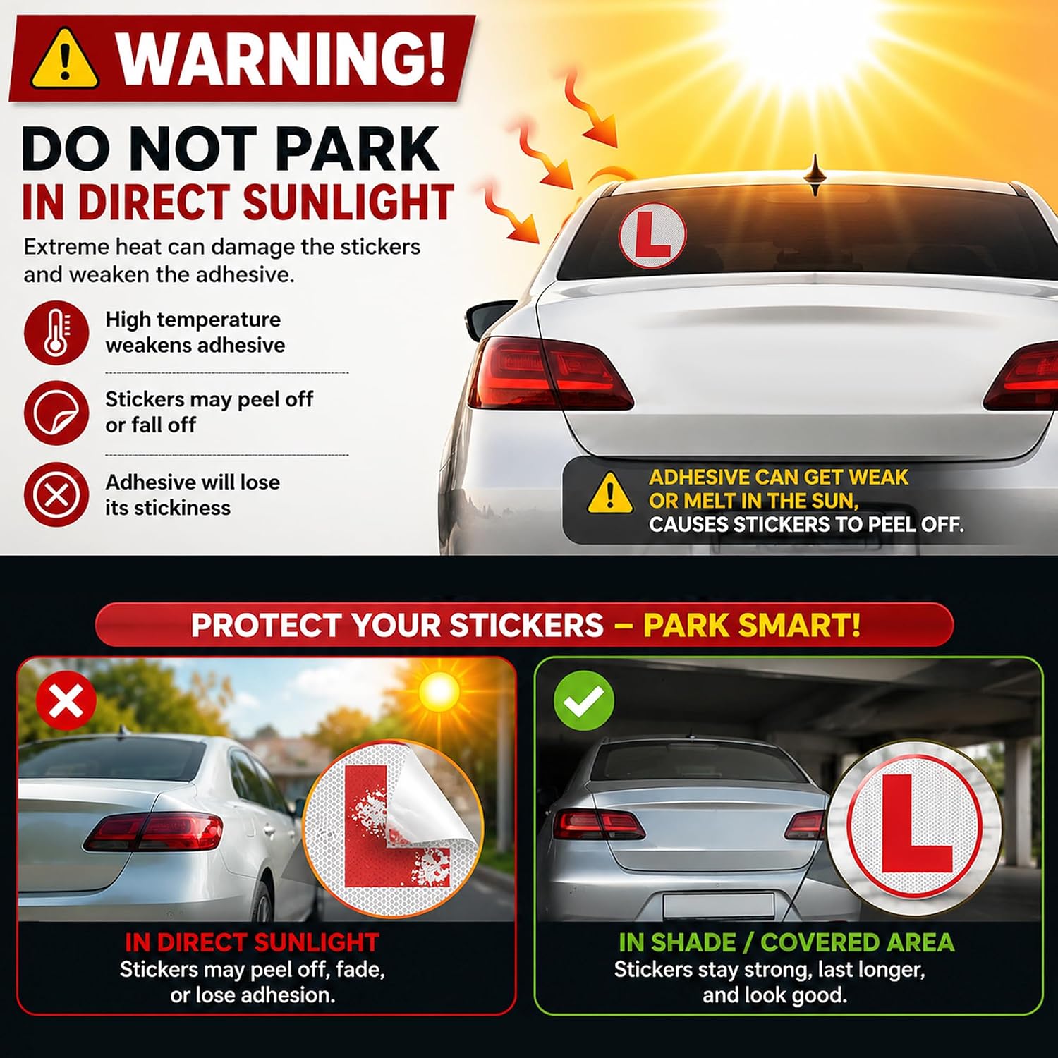Reflective L Sticker for Learning Drivers – 2 Piece
