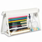 Transparent Stationery Pouch with Zipper – White | Multi-Purpose Storage Bag
