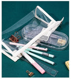 Transparent Stationery Pouch with Zipper – White | Multi-Purpose Storage Bag