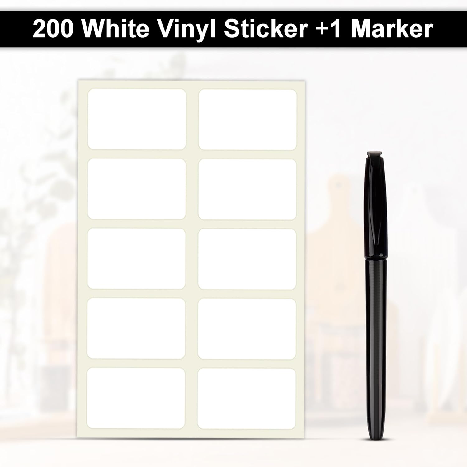 200 Pcs Waterproof White Vinyl Jar Label